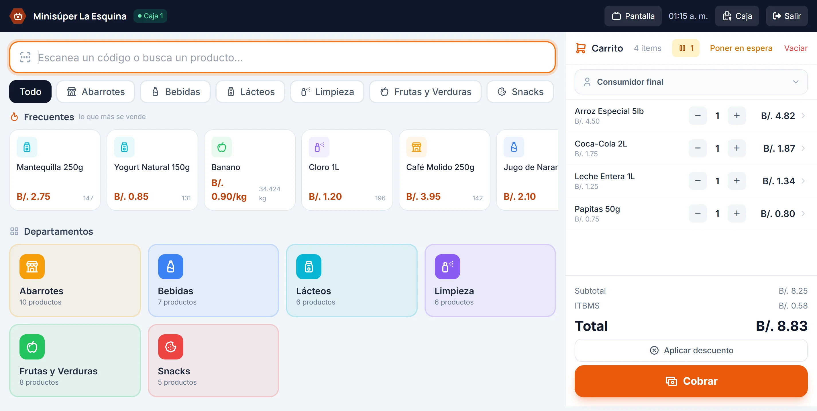 Captura real de HUB Market