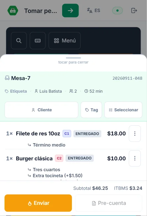 El salonero pide desde su celular