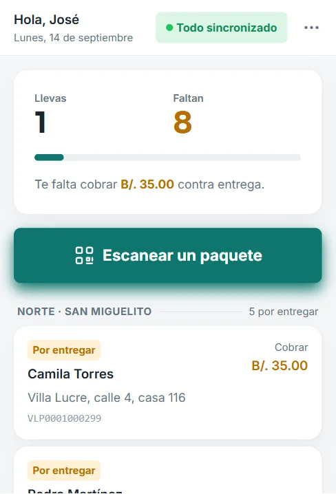 La ruta del día, en el teléfono del repartidor