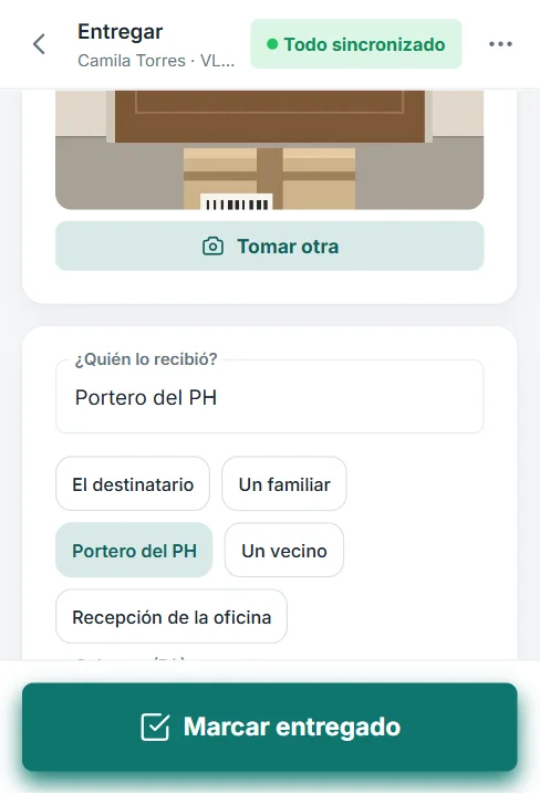 La entrega se registra donde pasa