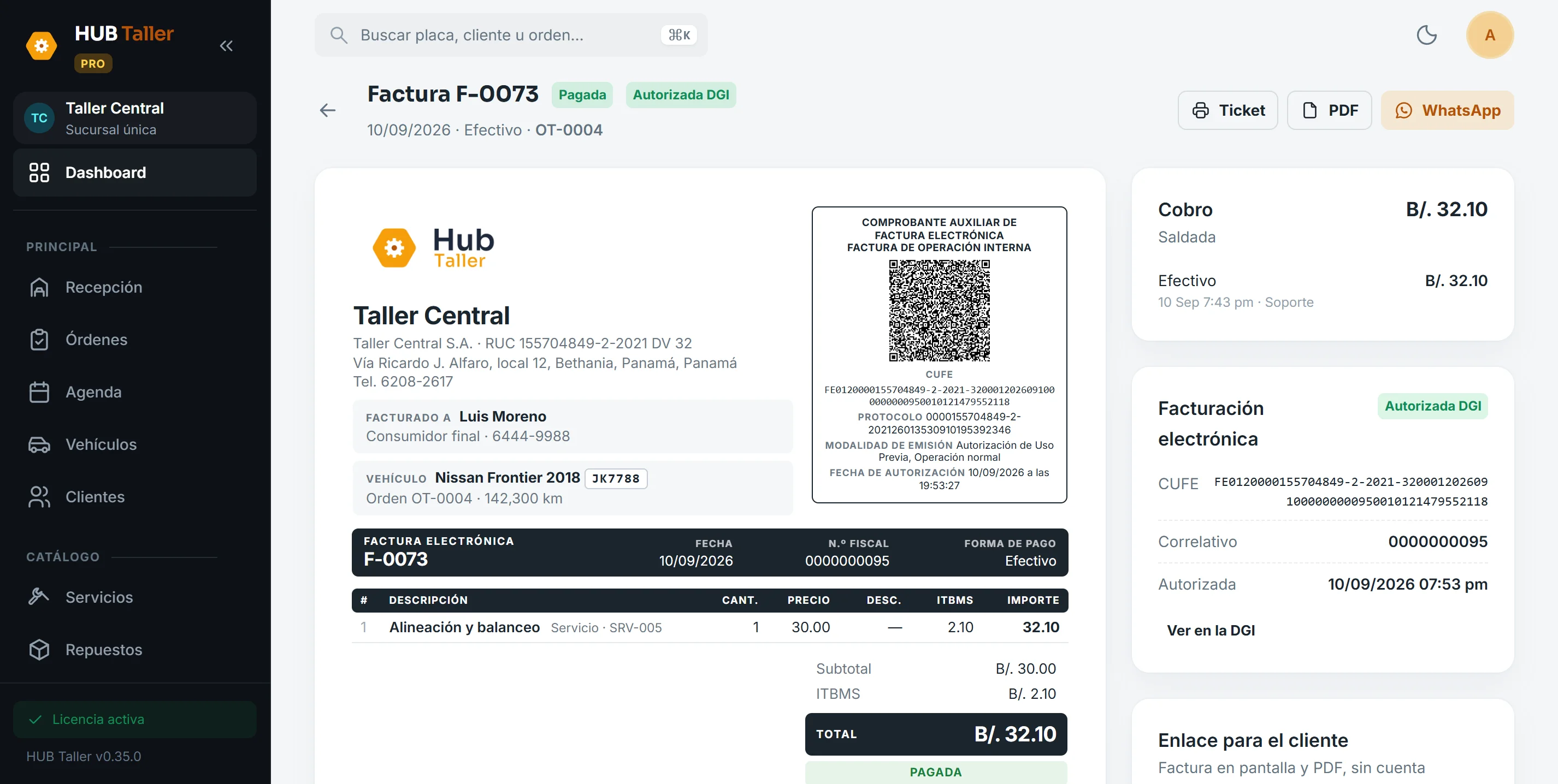 Factura electrónica desde la orden lista
